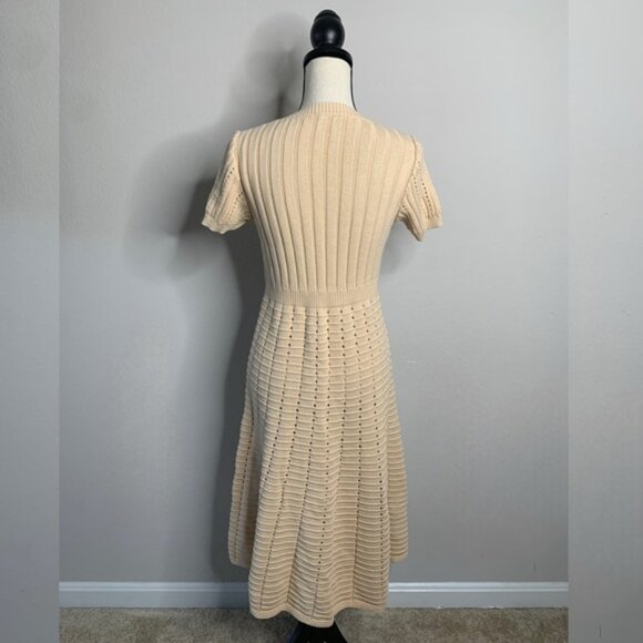 Zoe & Claire Cream Fit & Flare Short Sleeve Midi Sweater Dress - Picture 7 of 15